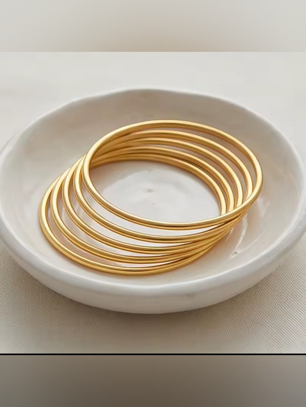 Gold Rhodium Stackable Bangle Bracelet Set - Picture 3 of 4
